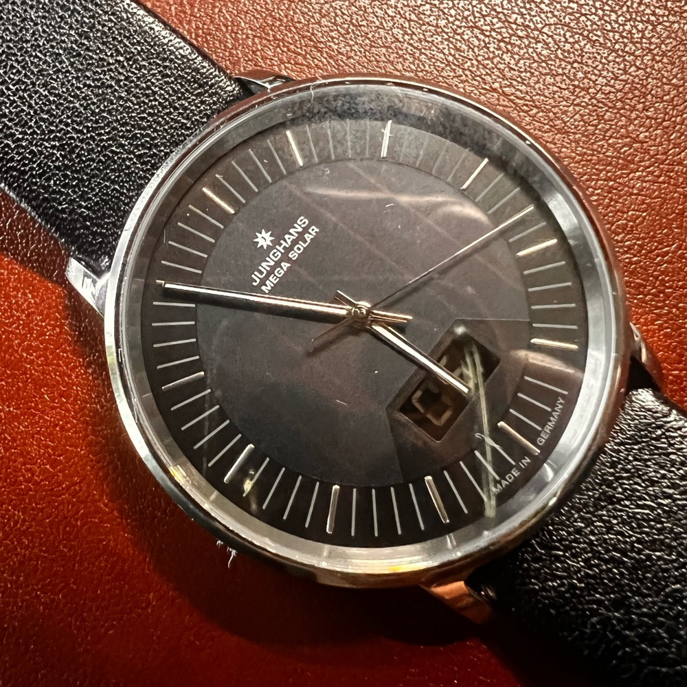 JUNGHANS Milano Mega Solar ATOMIC 56/4220 Watch, original unused Leather Band